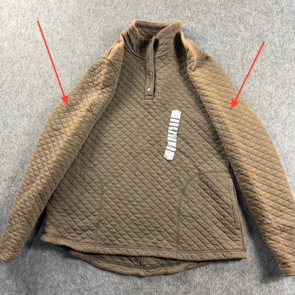 Duluth Trading Co Women Size L Brown Quilted Snap Neck Pullover Sweatshirt * - Picture 3 of 16